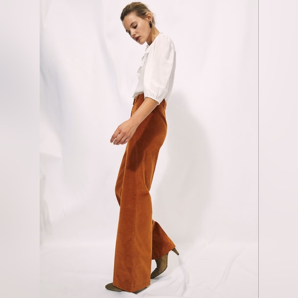 ARITZIA Wilfred Francesca Velvet Pants Fit Flare Hemmed/Altered Sz 2 Inseam 27.5 - Picture 4 of 10